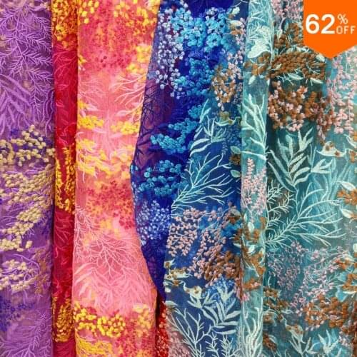 New Forest Colorful Voile lace fabric tulle fabric high quality swiss voile laces switzerland telas wedding for curtain or dress