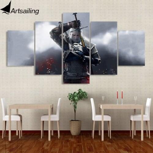 HD print 5 piece canvas painting computer game poster 5 panels canvas painting for living room free shipping XA2256B