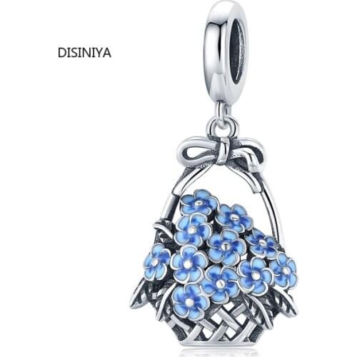 925 Sterling Silver Flower Basket Metal Charm Fit Original Silver Bracelet Girls DIY Jewelry Make Silver Beads SCC251717