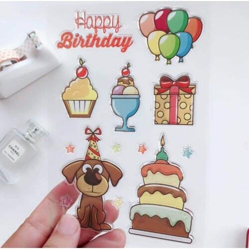 Dog Happy Birthday Clear Stamps Scrapbooking Rubber Stamp Handmade DIY Decoration Craft Supplies Stamps for Card Making New 2021