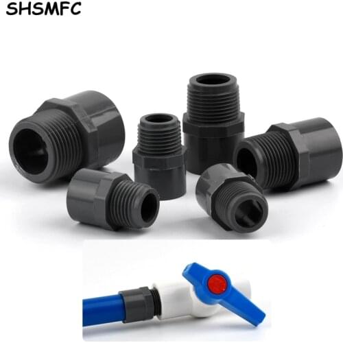 2-10Pcs 20/25/32/40/50/63mm ~1/2"-2" PVC Straight Connector Male Thread Pipe Joint Aquarium Parts Garden Irrigation Adapter