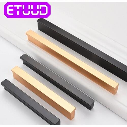 6PC Black Cabinet Handles and knobs Gold T/L Bar Furniture Pulls Long Kitchen Door handles Cupboard Wardrobe Drawer Pulls