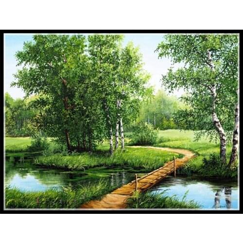 Needlework,DIY14CT unprinted Cross stitch Embroidery The lanes in forest arts Counted White canvas Cross-Stitching embroidery