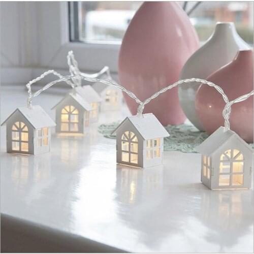 LED Decorative Light Nordic Style Small House String Lamp Warm White Atmosphere Lamp Christmas Decorative String Lights
