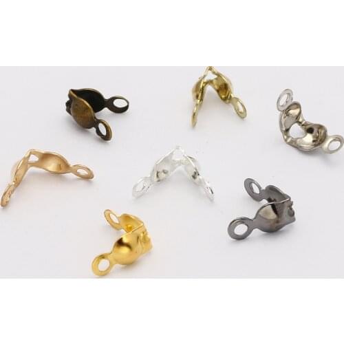 200pcs 4*7mm Connector Clasp Fitting Ball Chain Calotte End Crimps Beads Connector Components For DIY Jewelry Making Findings