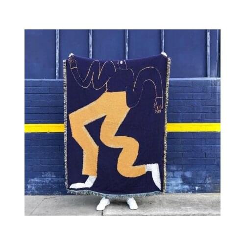 Yellow Pants Sofa Throw Blanket Knitted Chair Sofa Cover Couch Carpet Soft Cotton Travel Cover Bedding Tapestry Beach Blanket