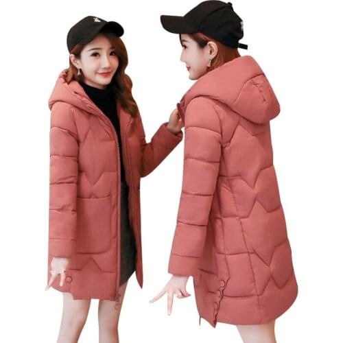 Winter Cotton jacket for Women Hooded Tops Thick Warm Students Coat Long Parkas Plus size Slim Female Cotton-padded jacket N276