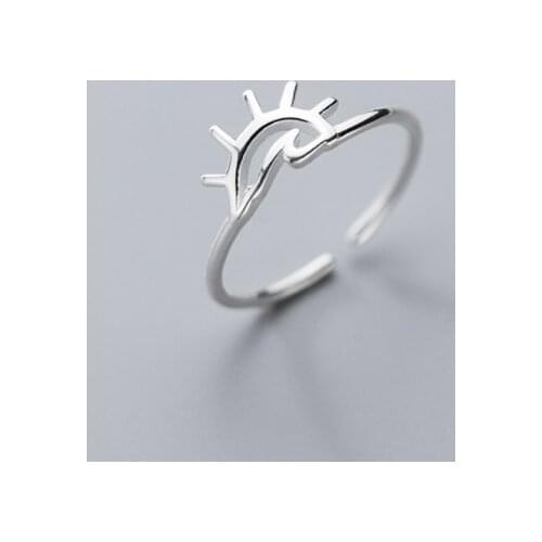 1pc Real. 925-Sterling Silver Jewelry Hollow Sun Ring adjustable Handcraft C-J7046