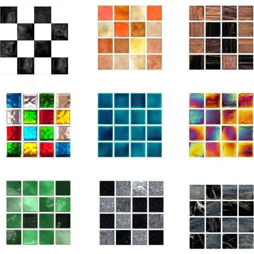 10pcs 3D Artifical Mosaic Creative Tile Sticker Decorative DIY Waterproof Wallpaper Cover Floor Sticker Decor Printed Wallpaper