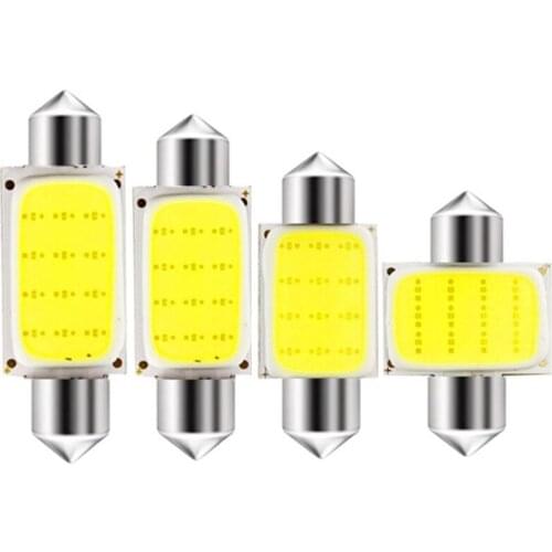 100Pcs Festoon 31mm 36mm 39mm 41mm C5W C10W 12 Chips COB LED Bulb Car Map Roof Lamp Auto Reading Dome Lights Xenon White DC 12V
