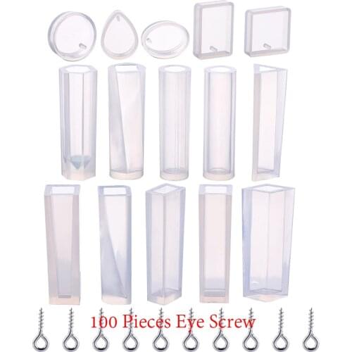 115 Pcs Silicone Casting Resin Molds And Eye Screw Set For Resin Jewelry Making Tools DIY Uv Epoxy Resin Pendants Crafts