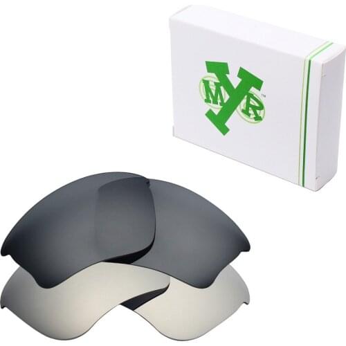 2 Pairs Mryok POLARIZED Replacement Lenses for Oakley Half Jacket XLJ Sunglasses Silver Titanium & Black IR