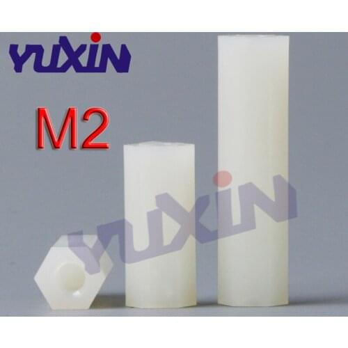 200Pcs M2*L White Hex Nylon Standoff Spacer Column Flat Head Double Pass Nylon Plastic Spacing Screws