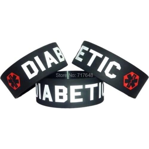 200pcs one inch diabetic wristband silicone bracelets free shipping by FEDEX