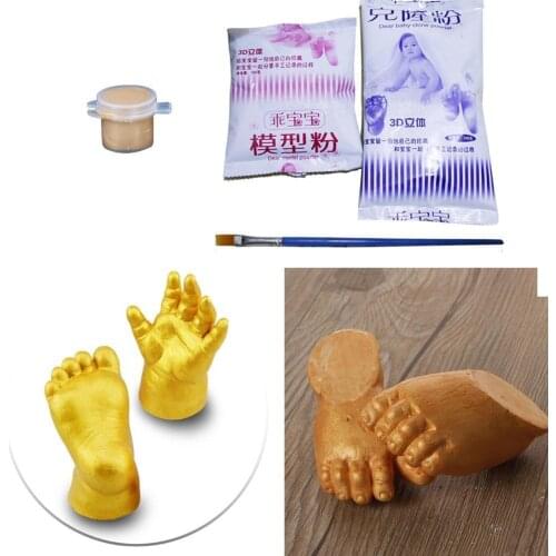 3D Hand & Foot Print mold powder Plaster Casting Kit Keepsake Baby Birthday Footprint Baby Gift Growth Memorial Gift Handpr X8N4