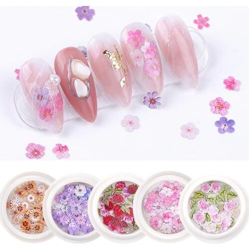 50Pcs/Box Nail Art Decoration Slices Flakes Summer Leaves Flowers Design Glitter Gel Nail Polish Tips Decor Manicure Accessories