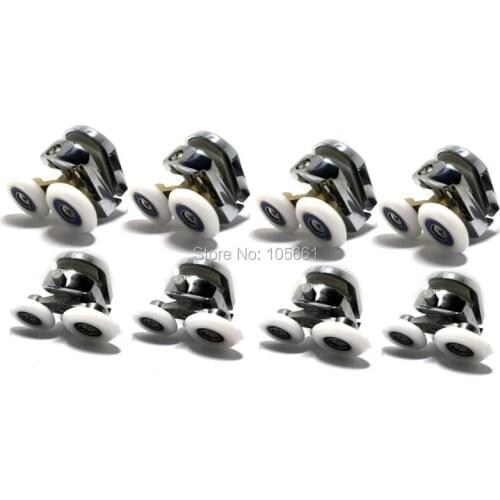 8X Zinc Alloy /Copper Top& Bottom Shower Door Twin Wheels Rollers Runner 25mm