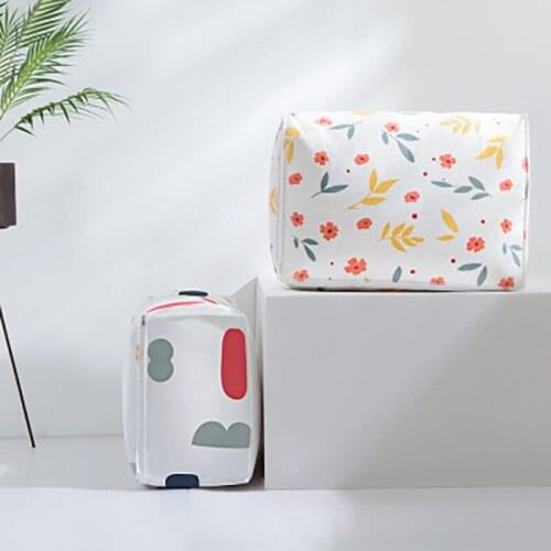 Household Clothes Rectangular Sorting Bags Large-Capacity Pockets Moisture-Proof Quilt Storage Bags Geometric Floral Patterns