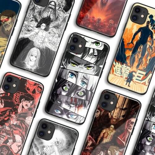 Shingeki no Kyojin Attack on Titan Anime Phone Cases For iPhone 11 12 Mini Pro XS Max 6s X XR 6 7 8 Plus SE Soft TPU Glass Cover