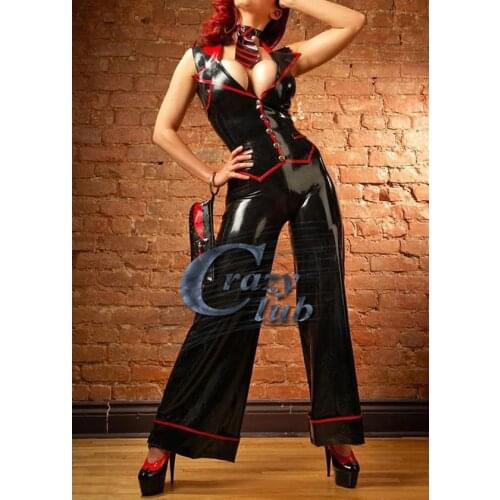 Crazy club_Sexy Women Casual Latex clothe Wet Look Sexy Fetish Latex Zentai Catsuit Bodysuits Black Rubber Top And Legging Latex