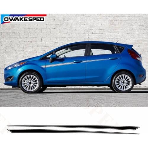 Racing Sport Stripes Car Waist Lines Decals For Ford Fiesta ST RS 2008-2018 3-5 Doors Side Decor Stickers Auto Body Accessories