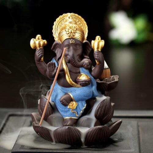 India Lord Ganesha Incense Burners Backflow Incense Cone Censer Holder Home Decor Ornament Buda Decorativo Buddhist Z265