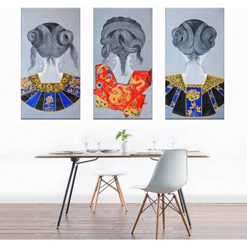 Classic Ancient Palace Girl Portrait Figure Canvas Print Back View Wall Picture for Living Room Decor Impressionist Unstretched