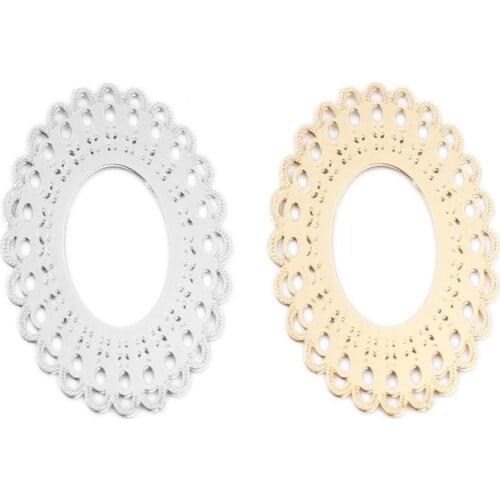 DoreenBeads Fashion Copper Filigree Stamping Connectors Oval KC Gold Silver Color Jewelry DIY Findings Charms 29 x 19mm, 10 PCs