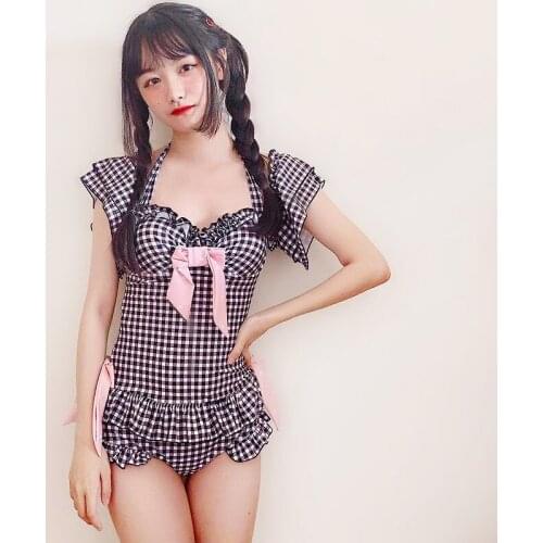 Swimwear Women Swimsuits Bikini Girls Kids Swimsuit Woman Two Piece Bathing Suit Brazilian Korea Ins Female New Grid Sexy