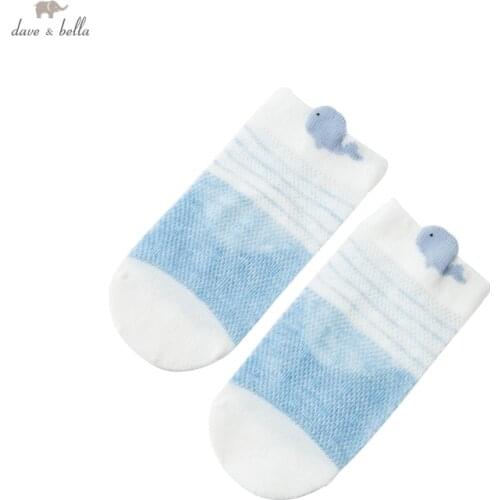 DBW17394 dave bella summer fashion baby boys cartoon striped patchwork socks causual children kids boy socks