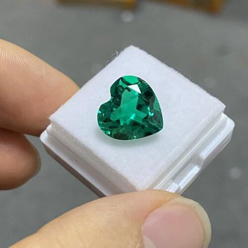 Meisidian 12x12mm 5.5 Carat Hydrothermal Original Colombia Heart Shape Emerald Jewelry Stone