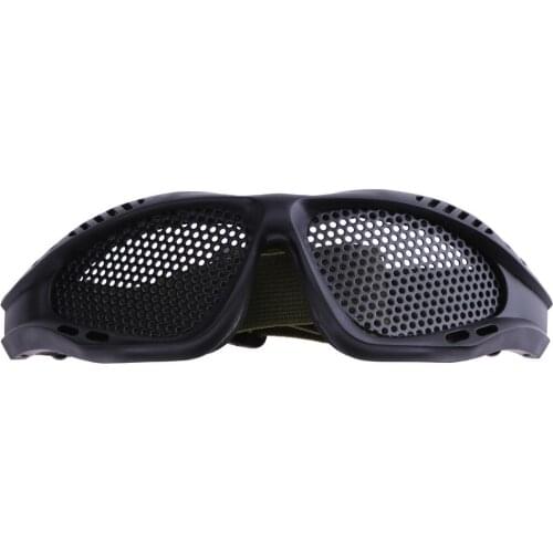 Metal Mesh Tactical Glasses Eye Protection Shock Resistant Goggles (Black)