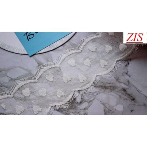 Fashion quality 9M/lot Heart pattern Eyelash lace fabric women wedding dress DIY Fabric two colors by free shipping