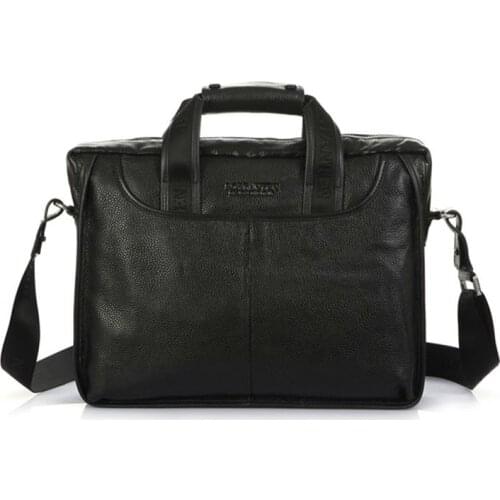 Fashion Full Grain Genuine Leather Mens Briefcase Tote Business Bag Leather laptop bag shoulder Bag Crossbody Bag Black Brown