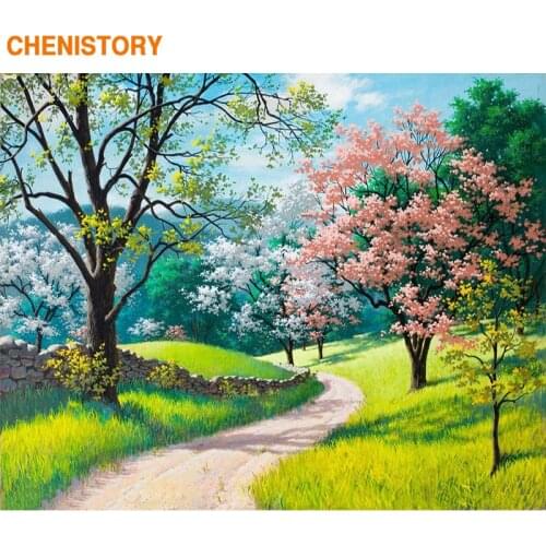 CHENISTORY Scenery Light Path DIY Digital Oil Painting By Numbers Frameless Abstract Canvas Home Decoration Wall Art Figure