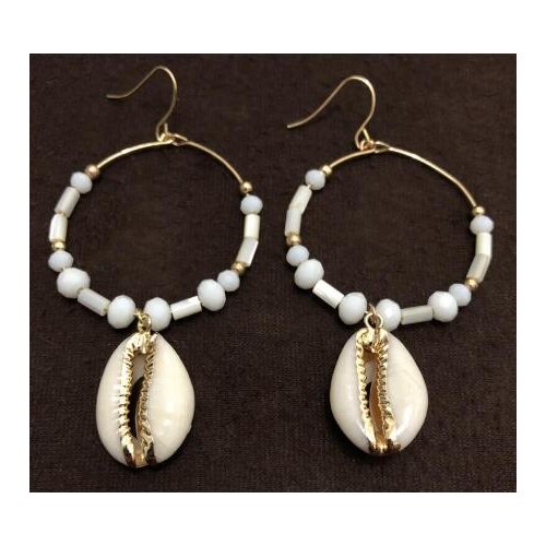 Natural Schelp Hanger Oorbel Grote Cirkel Goud Kleur Pfashion Natuurlijke lated Shell Drop Oorbellen voor for diy Jewelry making