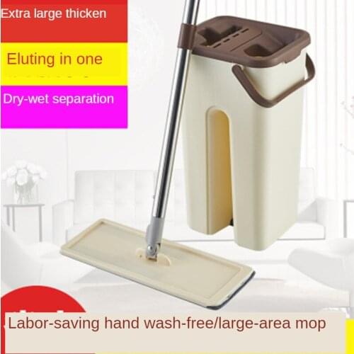 Flat Squeeze Mop and Bucket Hand Free Wringing Floor Cleaning Mop Microfiber Mop Pads Wet or Dry Usage on Hardwood Laminate Tile