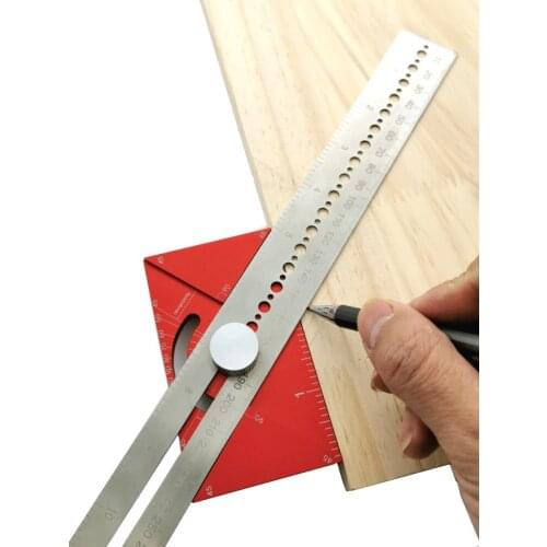 Dividing Line Ruler Angle Ruler Multi-function Scribing Ruler T-type Hole Ruler Woodworking Scribing Mark Line Gauge