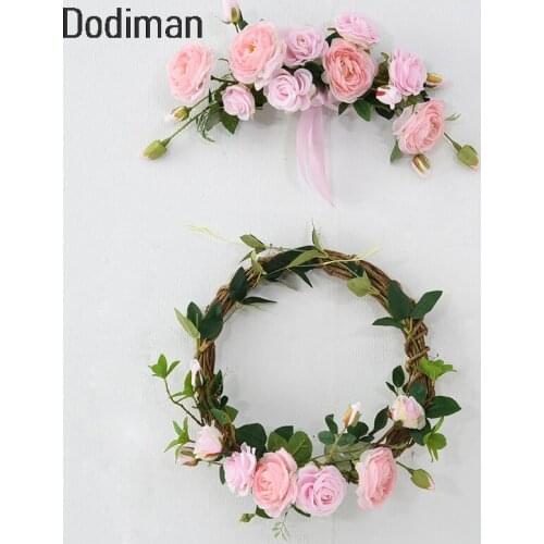 Rose Artificial Flowers Garland European Lintel Wall Decorative Flower Door Wreath For Wedding Home Christmas Decoration