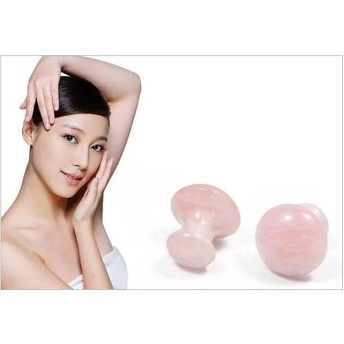 Pink /green jade crystal small energy spa facial massage oil stone | mushroom face rejuvenation anti-wrinkle body massage stone