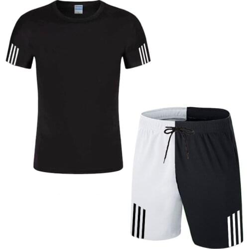 2021 New Mens Tracksuit Summer Clothes Sportswear Two Piece Set T Shirt Shorts Brand Track Clothing Male Sweatsuit Sports Suits