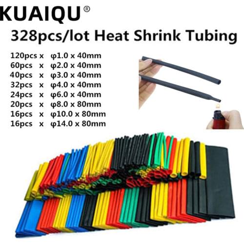 328PCS/1Set Heat Shrink Tube termoretractil Polyolefin Tube Cable Kit Assorted Insulated Sleeving Tubing Wrap Wire Cable Sleeve