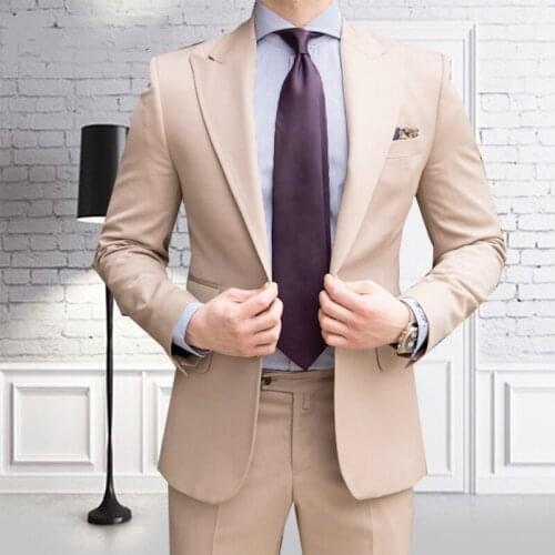 High Quality One Button Groomsmen Peak Lapel Groom Tuxedos Men Suits Wedding/Prom Best Man Blazer ( Jacket+Pants+Tie) T25