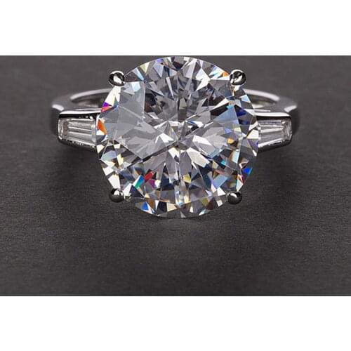 Hot Sale Created Moissanite Quartz 925 Sterling Silver Ring Jewelry Wedding Engagement Finger Rings for Women Cocktail Party