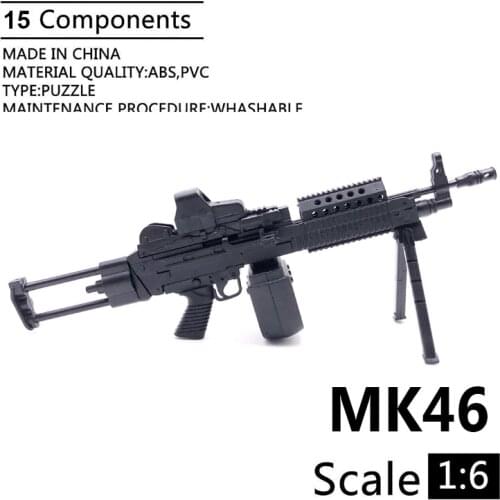 1:6 MK 46 MOD0 / MOD1 Gun Mode Black Plastic Military Model Accessories For 12" Action Figure Display And Collection
