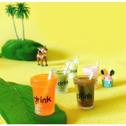 10 pcs miniatures artificial drinks cup/artificial bottles/fairy garden gnome/terrarium decor/doll house decor