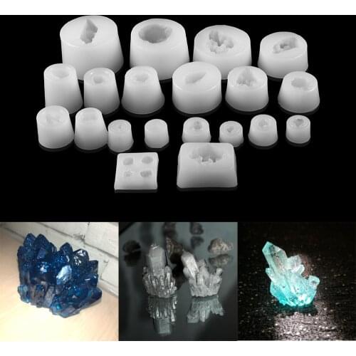 20 Styles Clear Ore Crystal Cluster Epoxy Resin Molds Various Shapes Spar For Resin Epoxy Casting Mold Silicone Jewelry Making