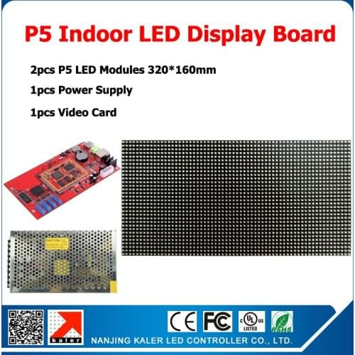 320*160mm 64*32pixels 1/16 Scan indoor SMD 3in1 RGB full color P5 indoor LED display screen 2pcs p5 led modules 1 controller