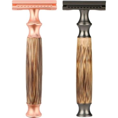 Double Edge Safety Razor for Men Non-Slip Long Handle Manual Razor Eco Friendly Shaving Razor