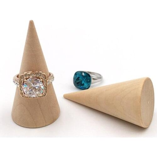 Boutique Ring Organizer Wooden Cone Creative Ring Holder Jewelry Display Holder Ring Display Tools Jewelry Storage Supplies